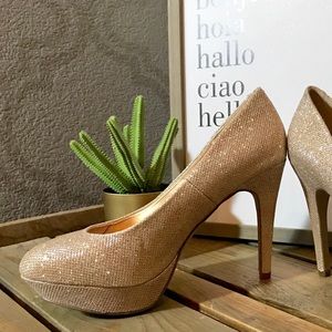 EUC Glittery Gold Platform Heels